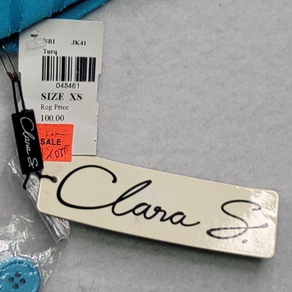 Clara S. Womens Semi Sheer Zebra Pattern Turquoise Jacket XS Poly Cotton - Picture 6 of 11